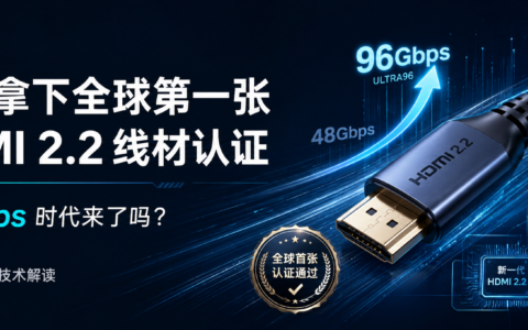 绿联拿下全球第一张HDMI 2.2线材认证，96Gbps时代来了吗？